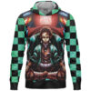 Trippy Kamado Tanjiro Demon Slaye Lightweight Hoodie FRONT mockup - Demon Slayer UK Shop