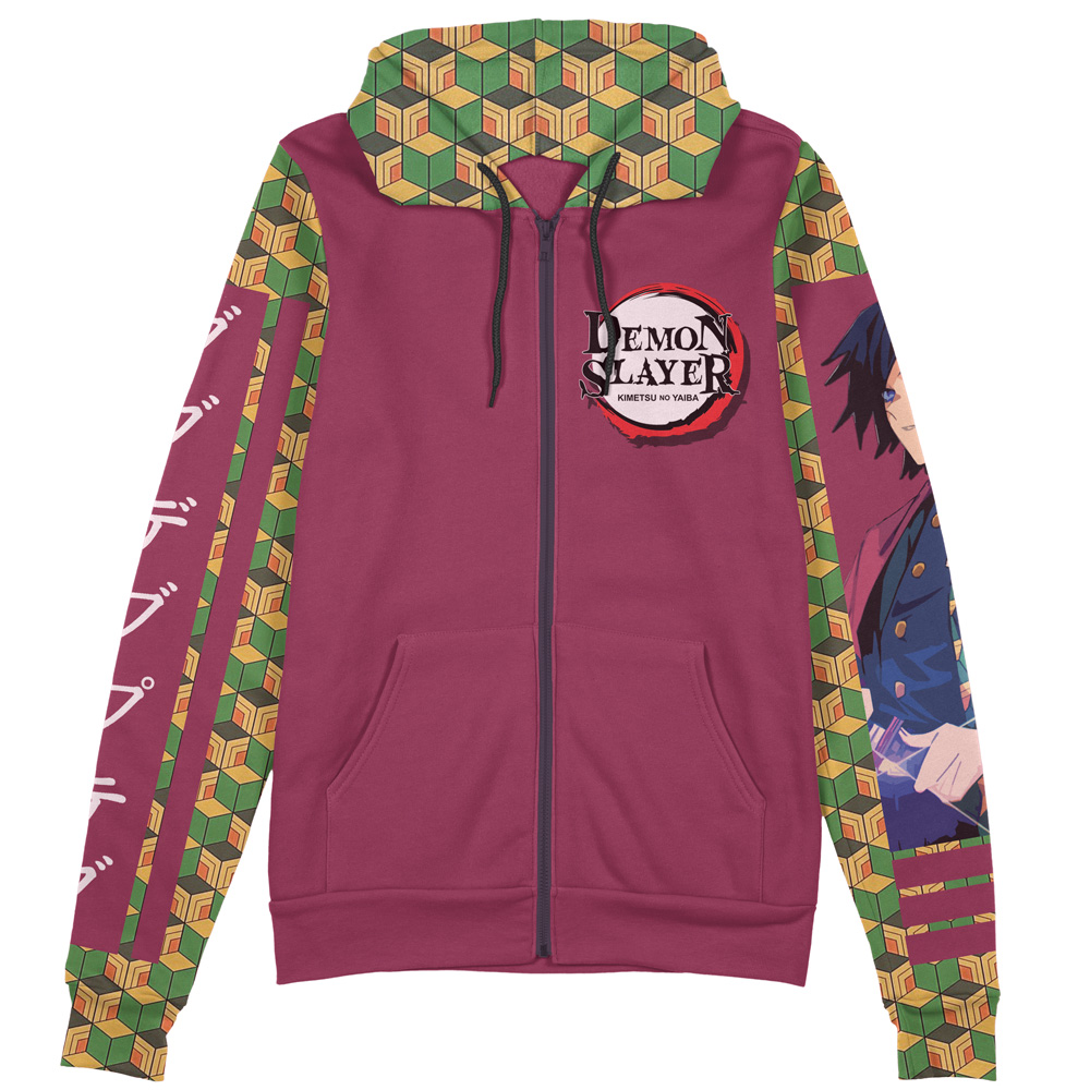 Giyu Tomioka Demon Slayer Streetwear Zip Hoodie Jacket - Image 2