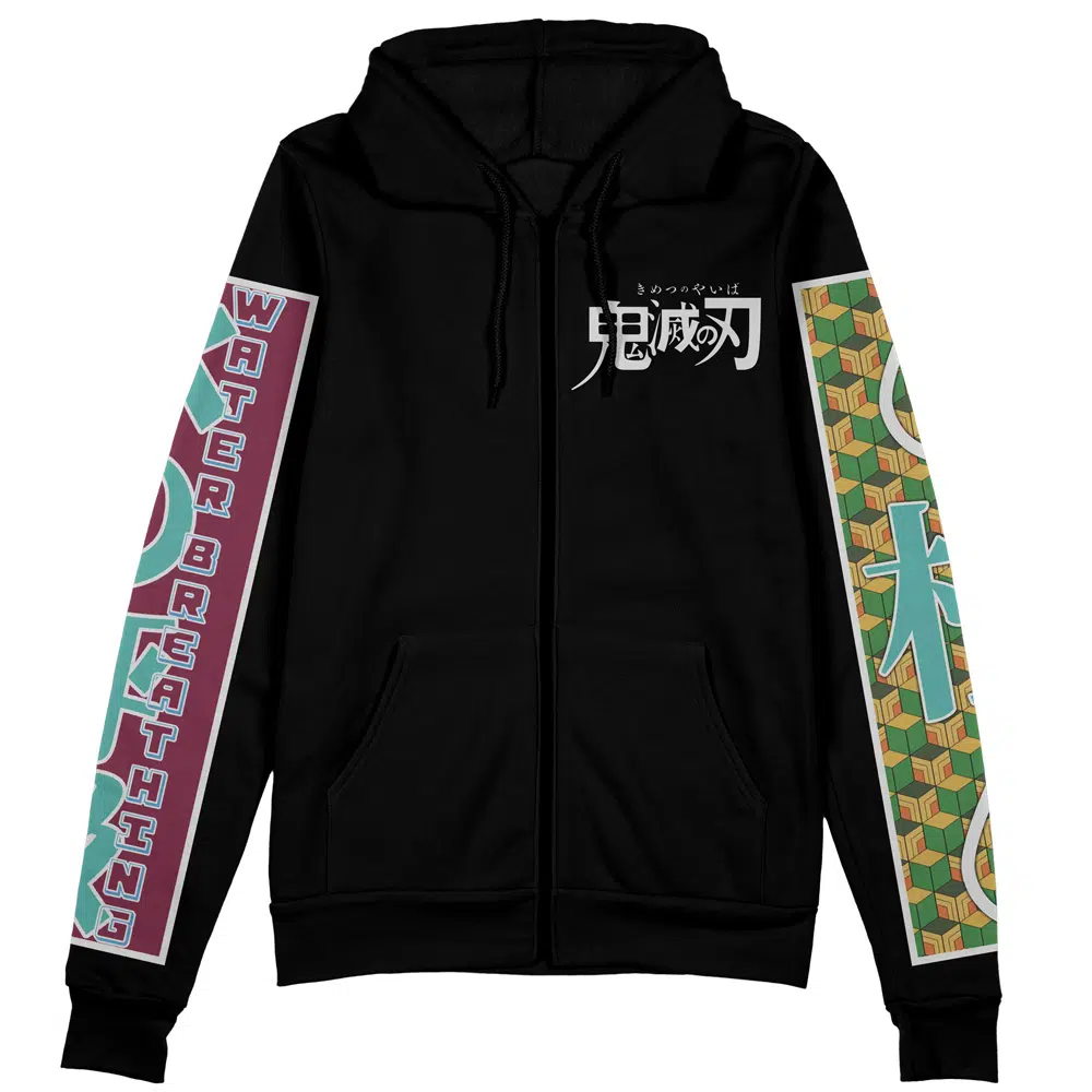 Giyu Tomioka V2 Demon Slayer Streetwear Zip Hoodie Jacket - Image 2
