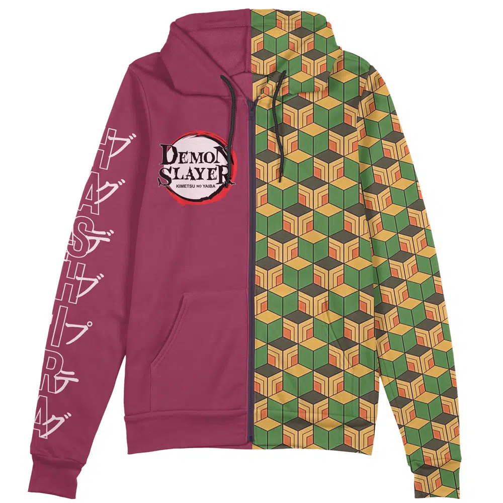 Giyu Tomioka Haori Demon Slayer Streetwear Zip Hoodie Jacket - Image 2