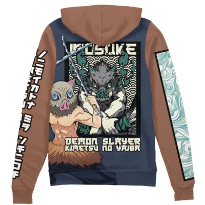 inosuke Zip Hoodie Back Mockup - Demon Slayer UK Shop