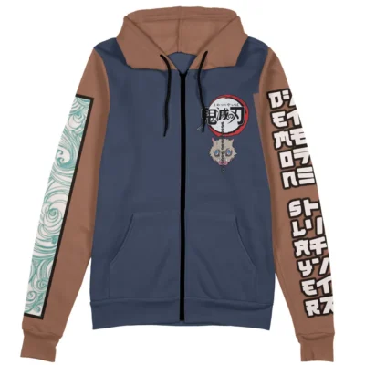 inosuke Zip Hoodie Front Mockup 2 - Demon Slayer UK Shop