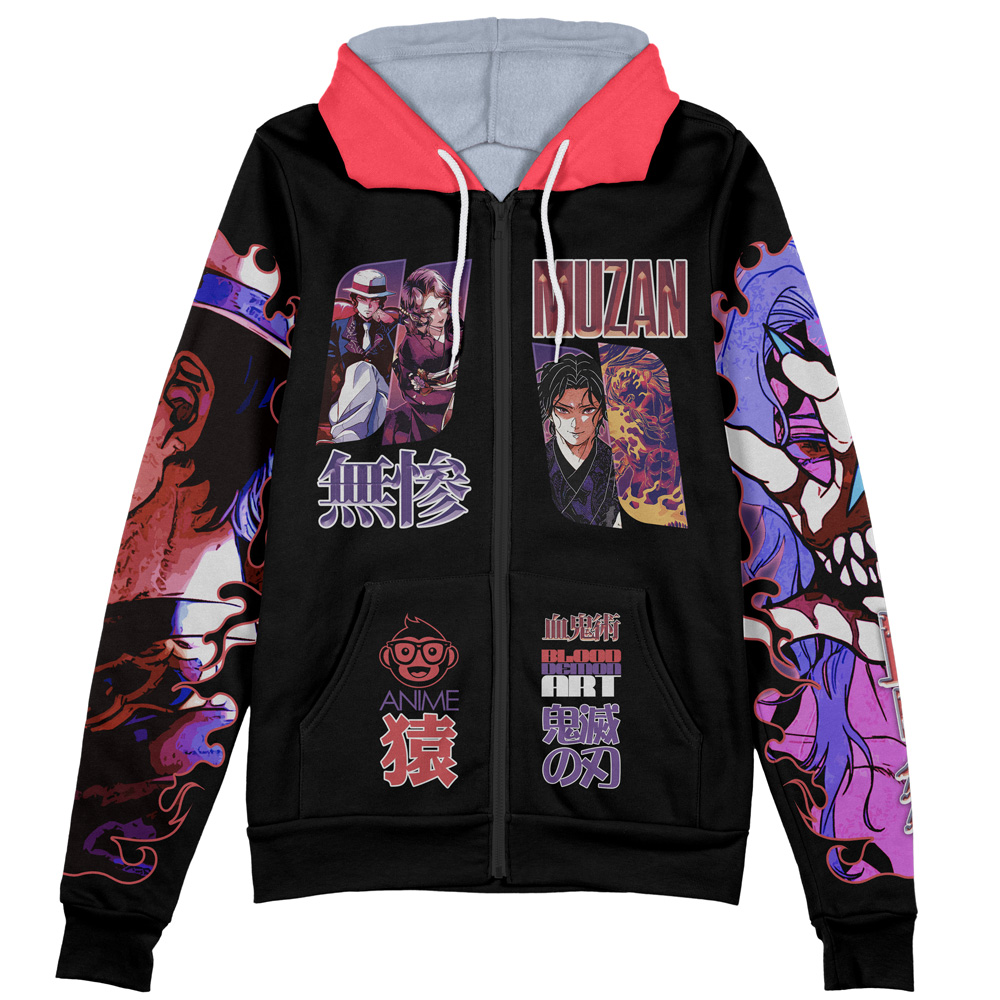 Kibitsuji Muzan Demon Slayer Streetwear Zip Hoodie Jacket - Image 2