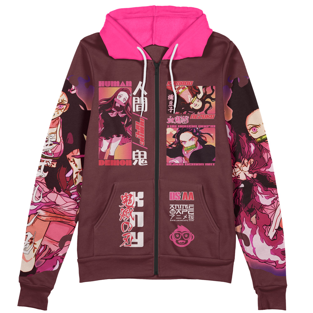 Kamado Nezuko V2 Demon Slayer Streetwear Zip Hoodie Jacket - Image 2