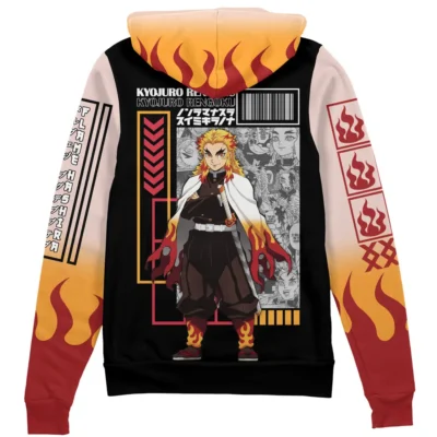 rengoku Zip Hoodie Back Mockup - Demon Slayer UK Shop