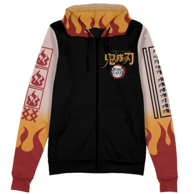 rengoku Zip Hoodie Front Mockup - Demon Slayer UK Shop