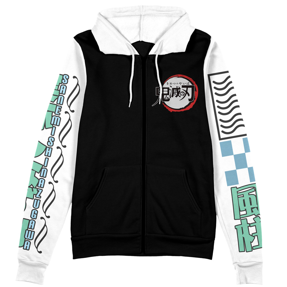 Sanemi Shinazugawa Demon Slayer Streetwear Zip Hoodie Jacket - Image 2