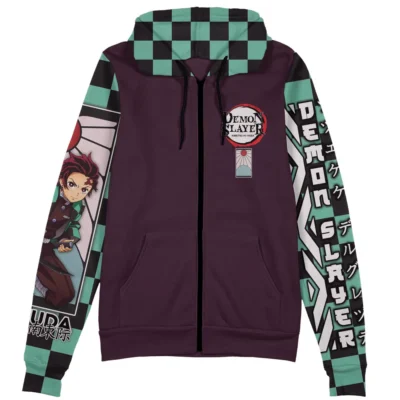 tanjiro Zip Hoodie Front Mockup - Demon Slayer UK Shop