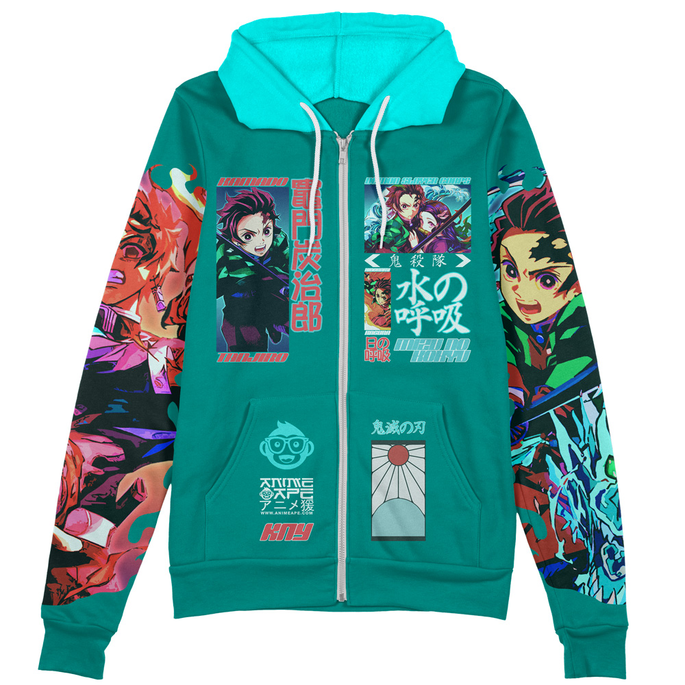 Kamado Tanjiro V2 Demon Slayer Streetwear Zip Hoodie Jacket - Image 2