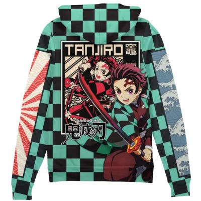 tanjiro haori Zip Hoodie Back Mockup - Demon Slayer UK Shop