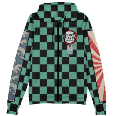 tanjiro haori Zip Hoodie Front Mockup - Demon Slayer UK Shop