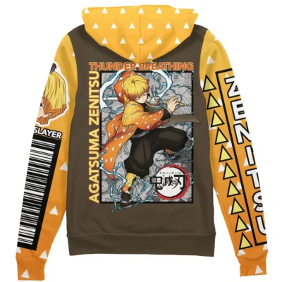 zenitsu Zip Hoodie Back Mockup 1 - Demon Slayer UK Shop