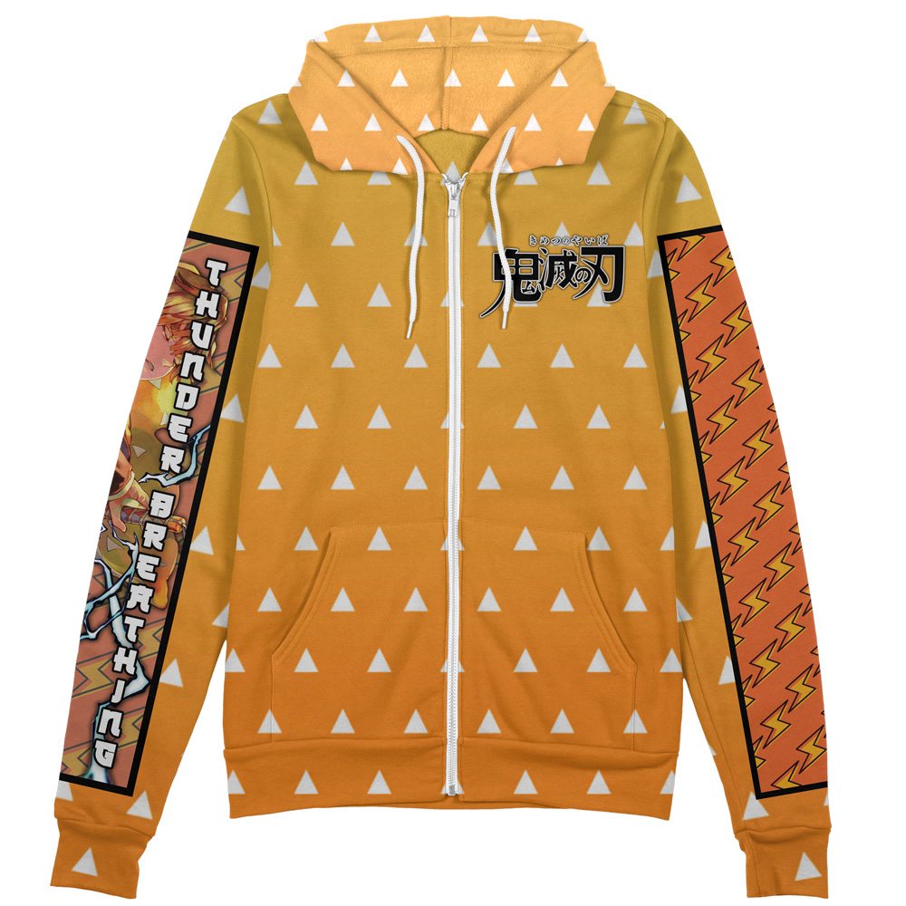Agatsuma Zenitsu Haori Demon Slayer Streetwear Zip Hoodie Jacket - Image 2